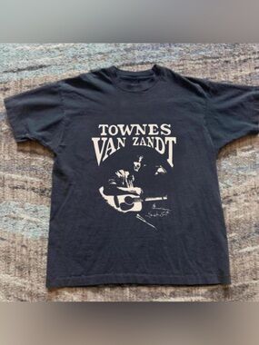 Townes Van Zandt Acoustic Guitar Black Country Folk Graphic T-Shirt